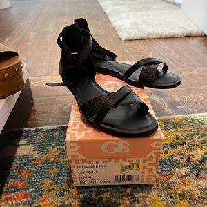 Gianni Bini On-Point Ankle Strap Sandals in Black Size 9